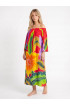 Hand Painted Rayon Off Shoulder Dress